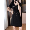 dress hitam wanita korea import D8602