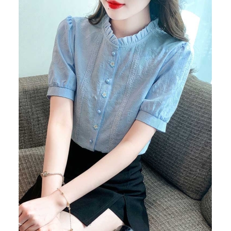 atasan blouse berkancing wanita korea T9021