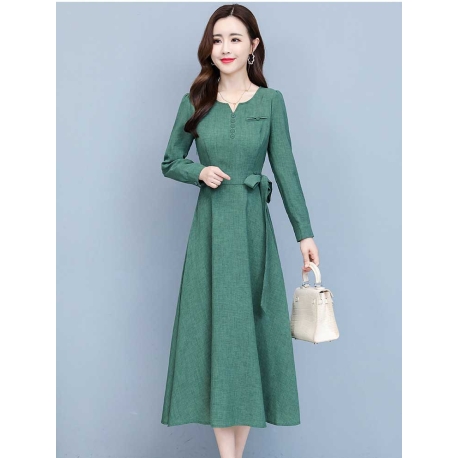 long dress wanita korea import lengan panjang D8608