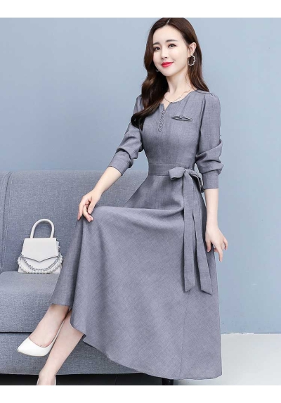 long dress wanita korea import lengan panjang D8609