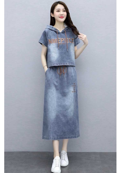setelan denim wanita korea import D8604