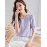 blouse ungu  wanita korea import T9025