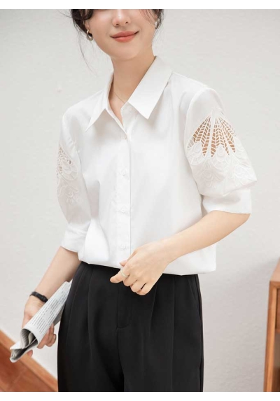 kemeja putih wanita import korea T8970
