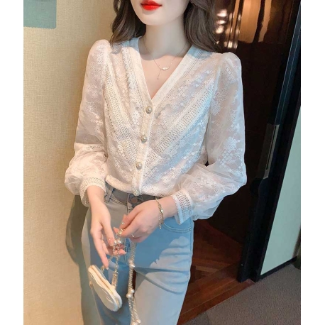 blouse v-neck wanita korea import T8972