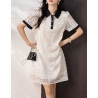 dress brukat berkerah wanita korea import D8616