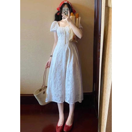 dress wanita korea import putih D8428