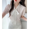 blouse wanita korea import kerah pita T9036