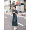 dress denim wanita korean style  lengan 3/4 D8620