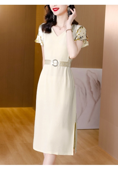 midi dress wanita korea import motif bunga  D8621