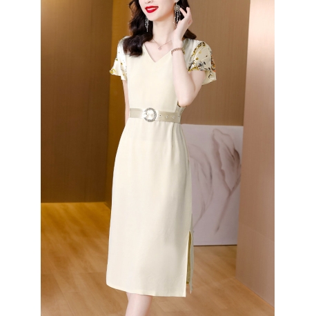 midi dress wanita korea import motif bunga  D8621