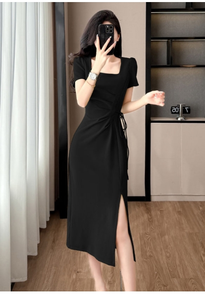 Midi dress wanita korea import D8630