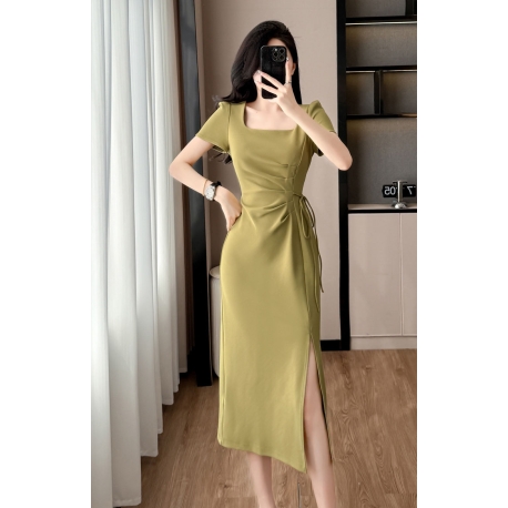 Midi dress wanita korea import D8629
