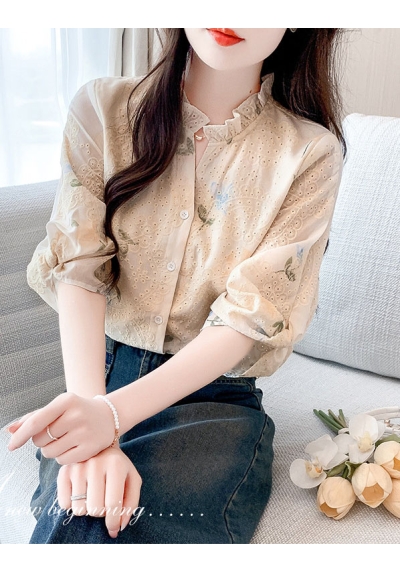 blouse putih wanita korea import T9053