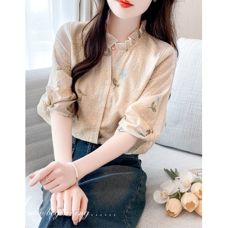 blouse putih wanita korea import T9053