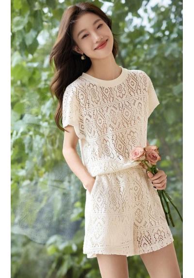 setelan brukat  wanita korea import D8633