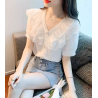 blouse v-neck  wanita korea import T9077