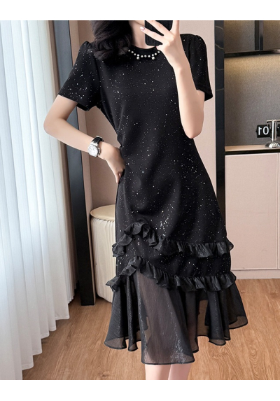 Midi dress wanita korea import D8631