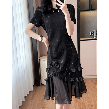 Midi dress wanita korea import D8631