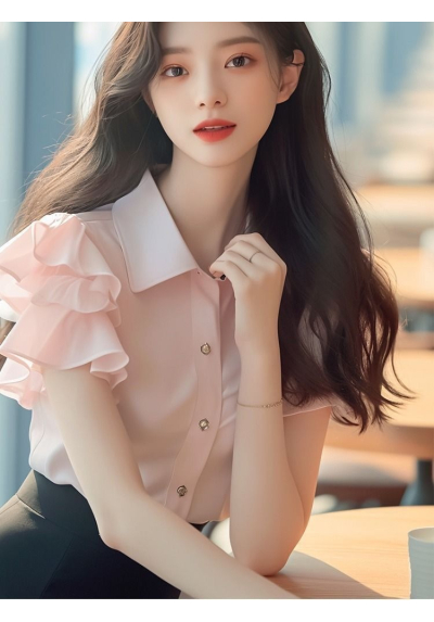 kemeja wanita korea lengan pendek T9075