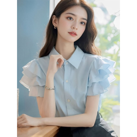 kemeja wanita korea lengan pendek T9083