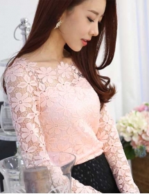 blouse brukat lengan panjang T2677