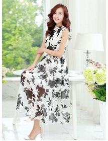 long dress motif bunga D2833