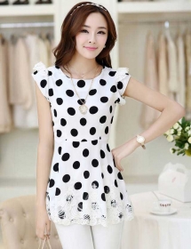 blouse motif polkadot T2734