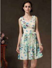 dress wanita motif kupu-kupu D1574