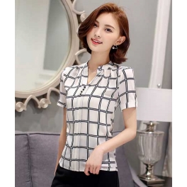 blouse motif kotak T2949