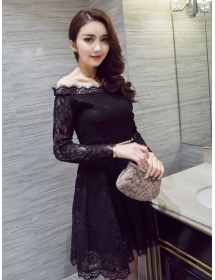 dress brukat lengan panjang D3163