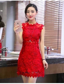 dress pesta brukat D3308