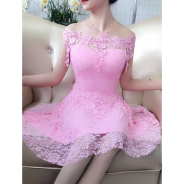 dress pesta brukat D3709