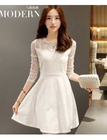 dress brukat lengan panjang D3835