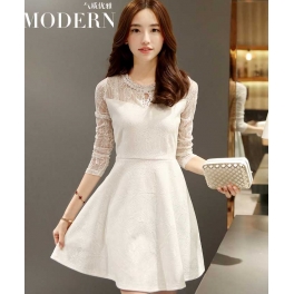 dress brukat lengan panjang D3835