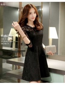 dress brukat lengan panjang D3836