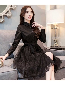 dress brukat lengan panjang D3923