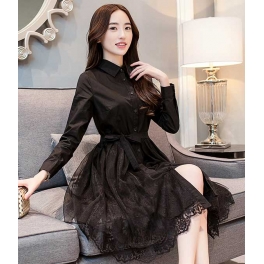 dress brukat lengan panjang D3923