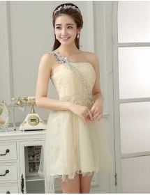 one shoulder party dress D3949