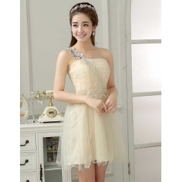 one shoulder party dress D3949