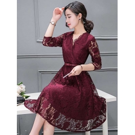 dress brukat lengan panjang D3991