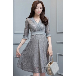 dress brukat korea D4274