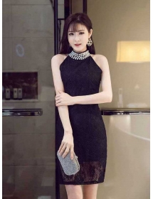 dress pesta brukat D4291