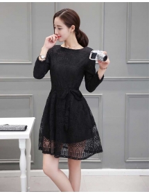 dress brukat lengan panjang D4042