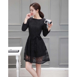 dress brukat lengan panjang D4042